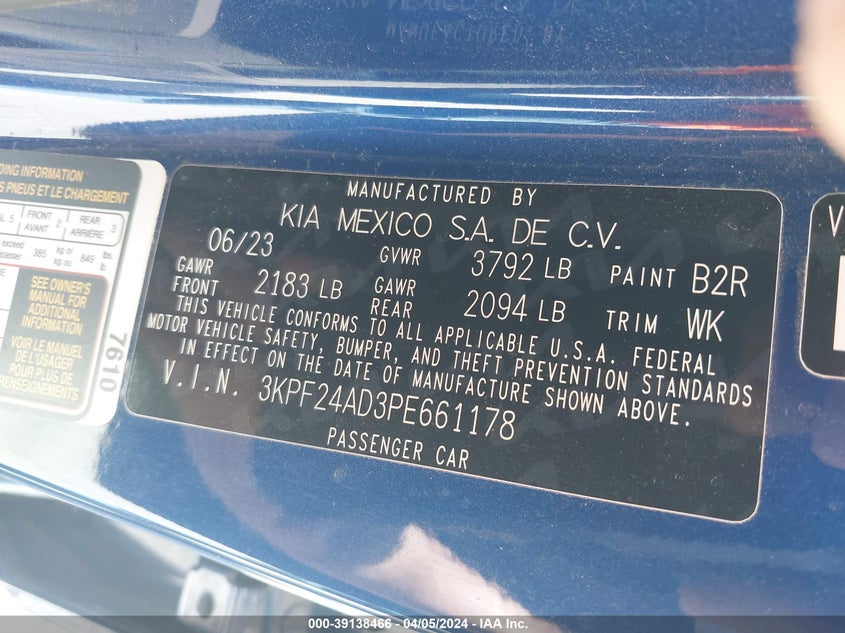 2023 KIA FORTE LX/LXS - 3KPF24AD3PE661178