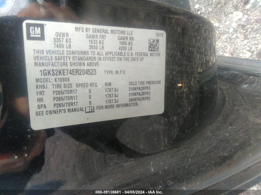 2014 GMC YUKON XL 1500 SLT - 1GKS2KE74ER204523