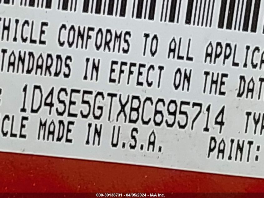 1D4SE5GTXBC695714 2011 Dodge Durango Citadel