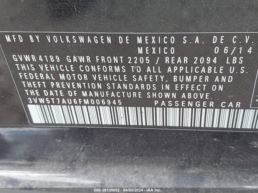 2015 VOLKSWAGEN GOLF GTI - 3VW5T7AU6FM006945