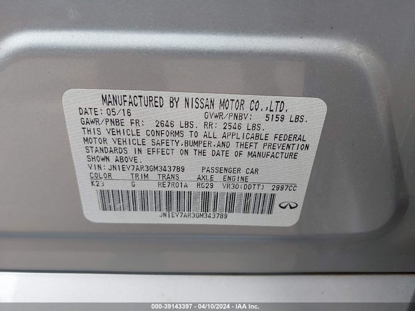 2016 INFINITI Q50 3.0T PREMIUM - JN1EV7AR3GM343789