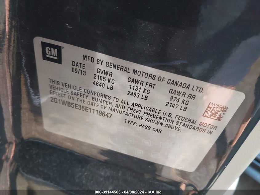 2014 CHEVROLET IMPALA LIMITED LT - 2G1WB5E36E1119647