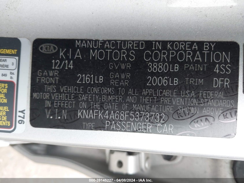2015 KIA FORTE LX - KNAFK4A68F5373732