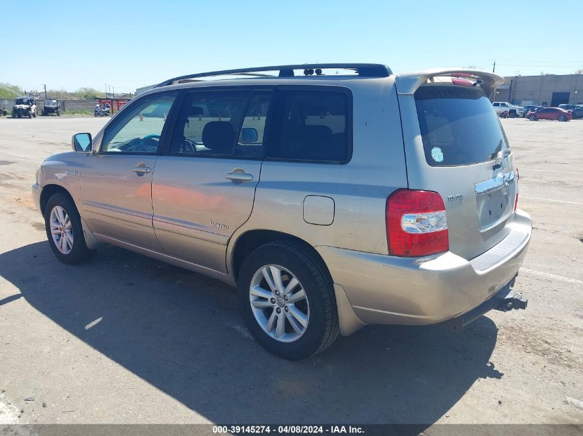 2006 Toyota Highlander Hybrid Limited V6 VIN: JTEDW21A360011209 Lot: 39145274