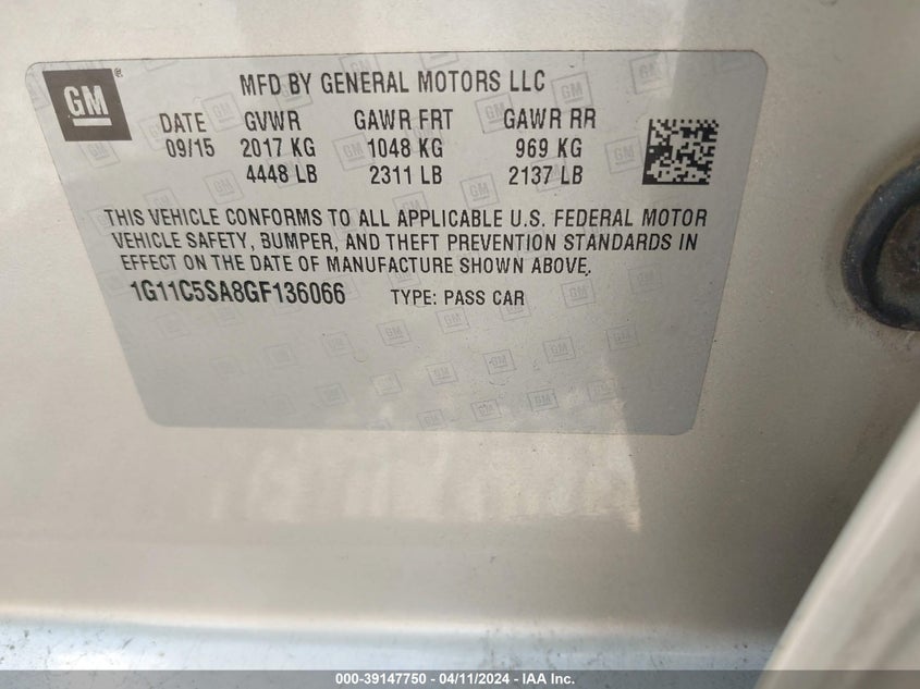 2016 CHEVROLET MALIBU LIMITED LT - 1G11C5SA8GF136066