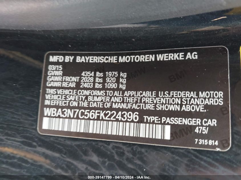 WBA3N7C56FK224396 2015 BMW 428I