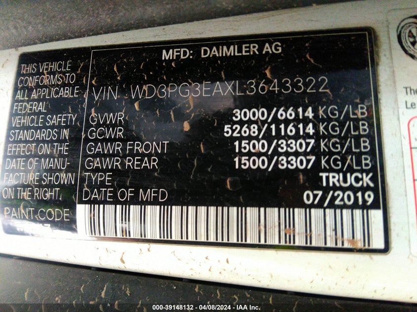 2020 MERCEDES-BENZ METRIS - WD3PG3EAXL3643322