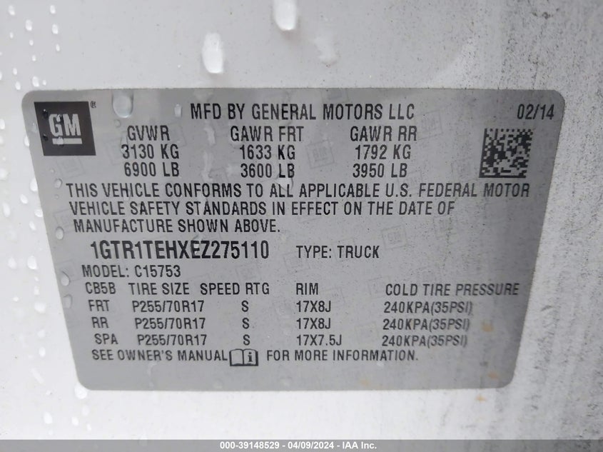 2014 GMC SIERRA 1500 C1500 - 1GTR1TEHXEZ275110