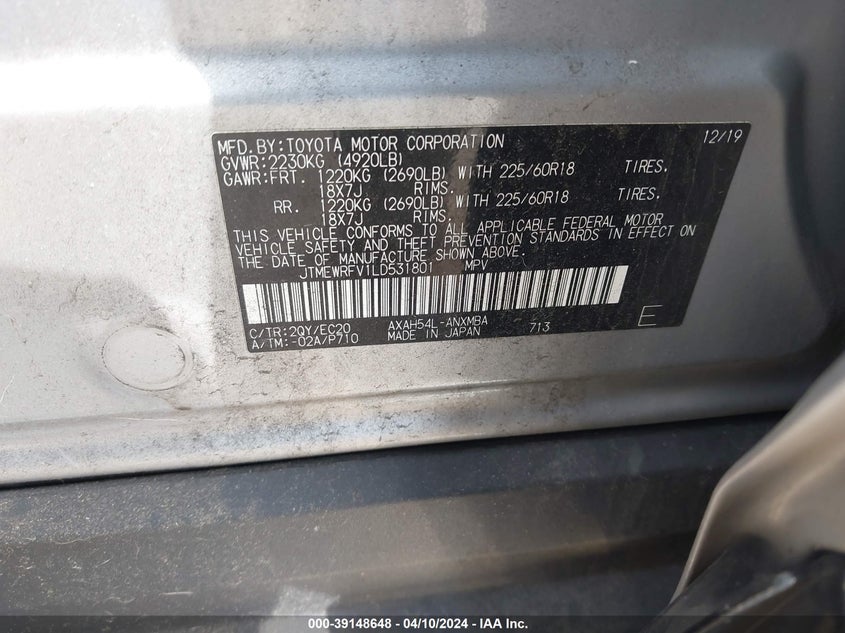 2020 TOYOTA RAV4 XSE HYBRID - JTMEWRFV1LD531801