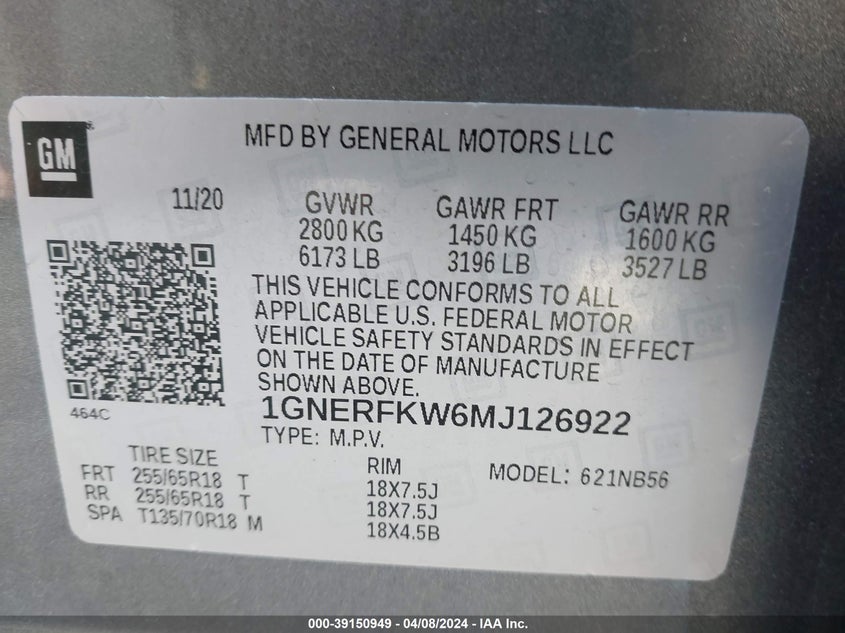2021 CHEVROLET TRAVERSE FWD LS - 1GNERFKW6MJ126922