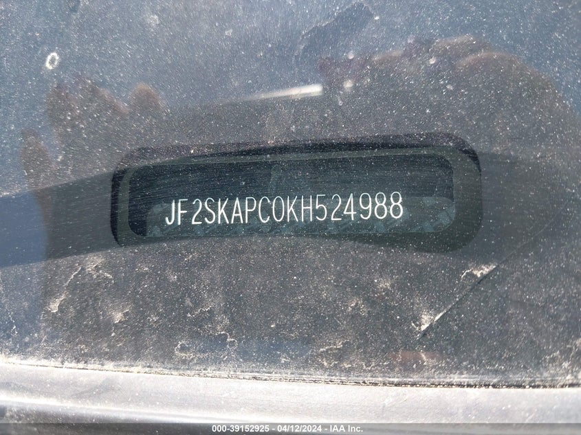 VIN JF2SKAPC0KH524988 2019 SUBARU FORESTER SPORT