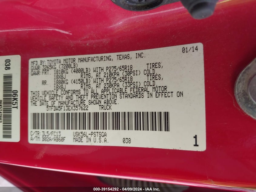 2014 TOYOTA TUNDRA CREWMAX SR5 - 5TFDW5F13EX357622