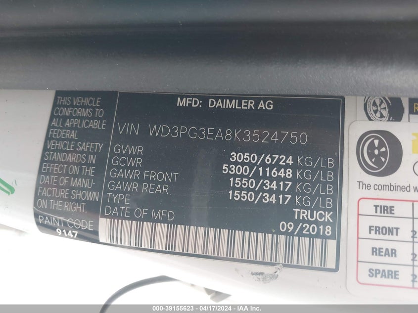 2019 MERCEDES-BENZ METRIS - WD3PG3EA8K3524750