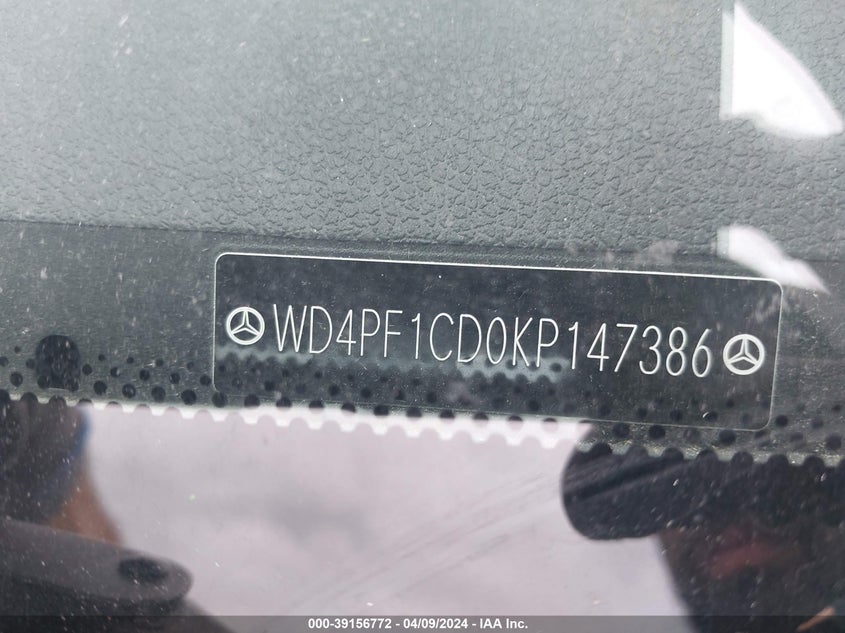2019 MERCEDES-BENZ SPRINTER 2500 HIGH ROOF V6 - WD4PF1CD0KP147386