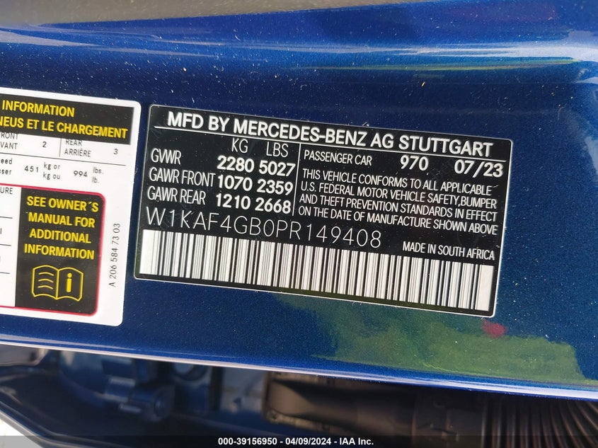 2023 MERCEDES-BENZ C 300 SEDAN - W1KAF4GB0PR149408