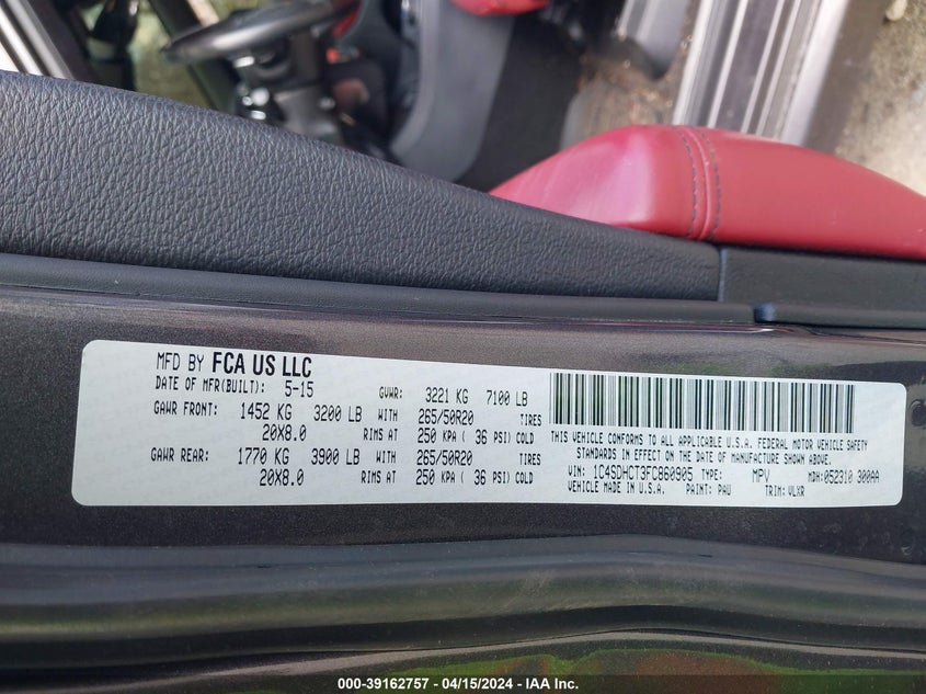 2015 DODGE DURANGO R/T - 1C4SDHCT3FC860905