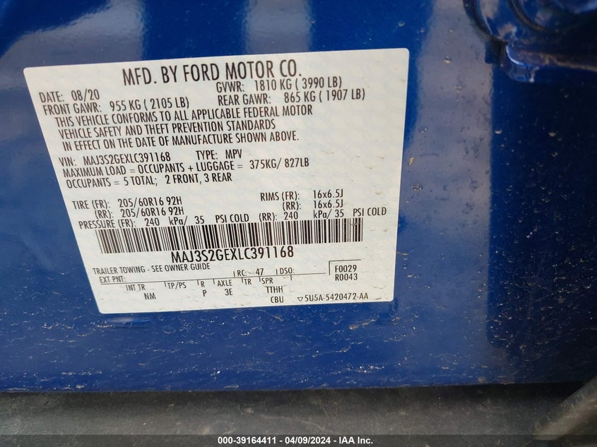 2020 FORD ECOSPORT SE - MAJ3S2GEXLC391168