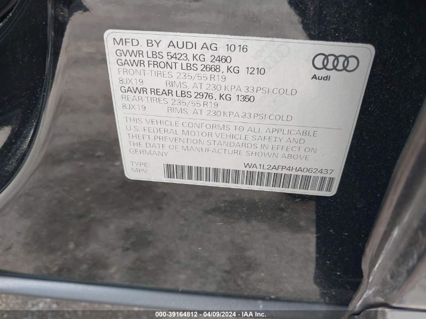 WA1L2AFP4HA062437 2017 Audi Q5 2.0T Premium