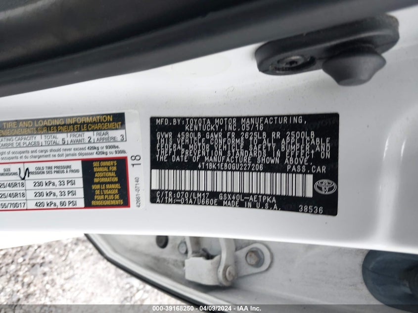 2016 TOYOTA AVALON LIMITED - 4T1BK1EB0GU227206