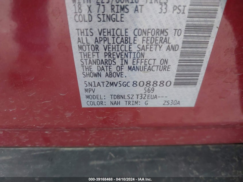 2016 NISSAN ROGUE SL - 5N1AT2MV5GC808880