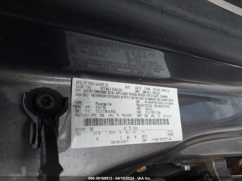 1FADP3K20DL321284 | 2013 FORD FOCUS