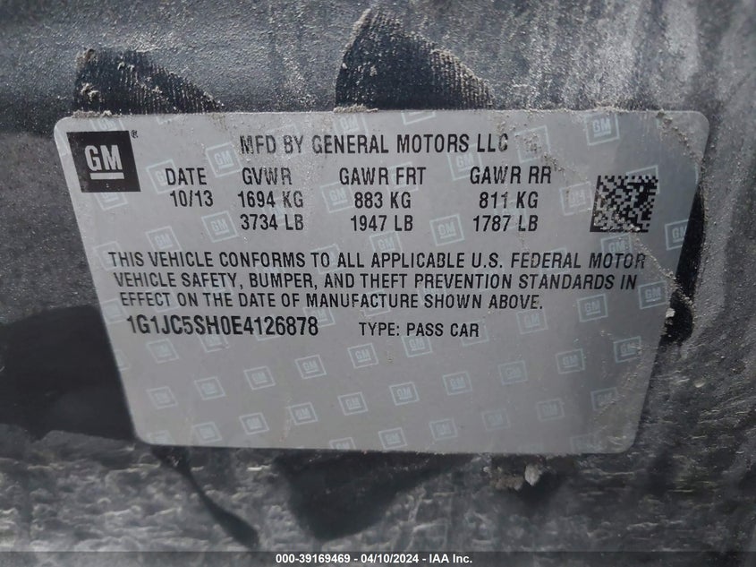 2014 CHEVROLET SONIC LT - 1G1JC5SH0E4126878