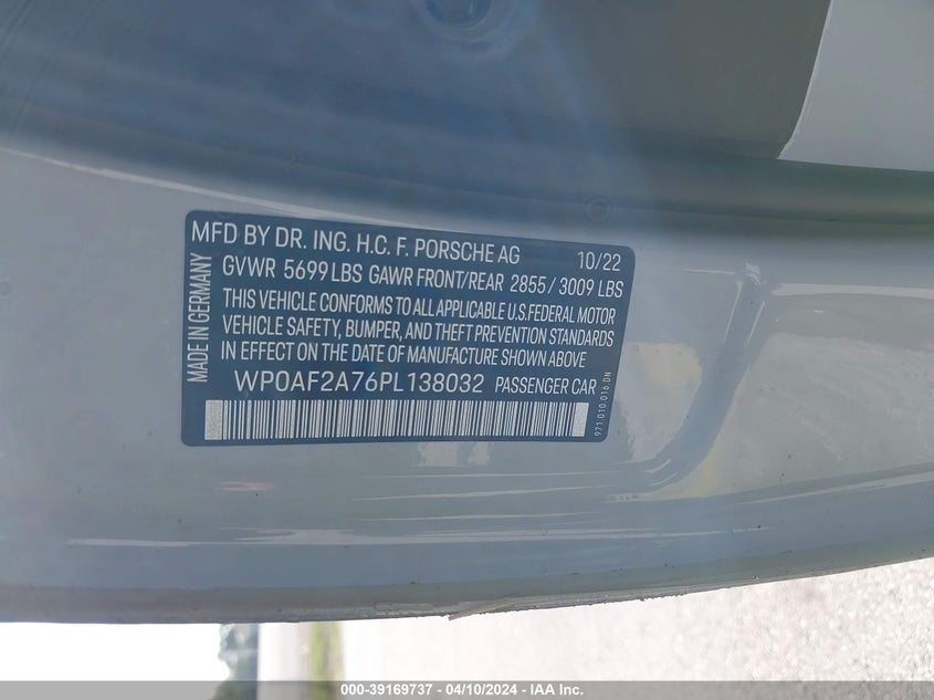 2023 PORSCHE PANAMERA TURBO S - WP0AF2A76PL138032