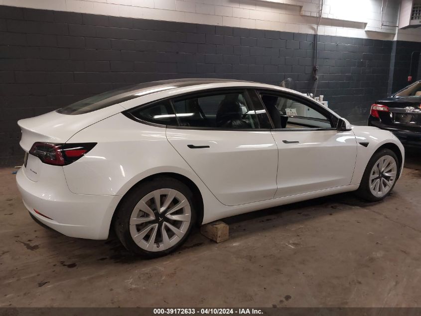 2022 Tesla Model 3 Long Range Dual Motor All-Wheel Drive VIN: 5YJ3E1EB5NF247666 Lot: 39172633