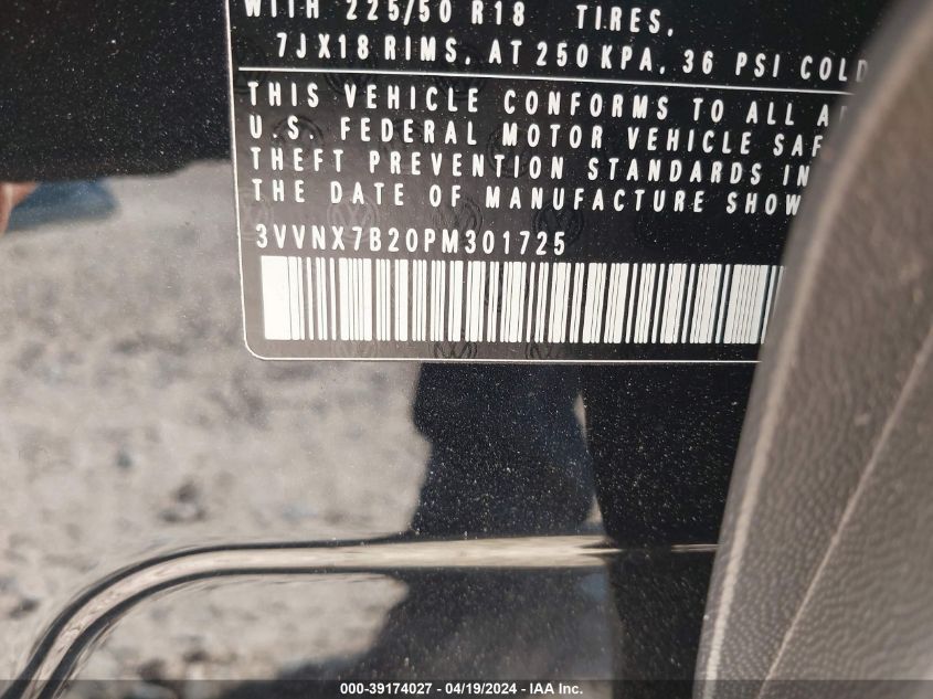 2023 Volkswagen Taos 1.5T Se VIN: 3VVNX7B20PM301725 Lot: 39256967