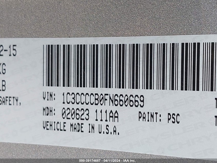 2015 CHRYSLER 200 C - 1C3CCCCB0FN660669