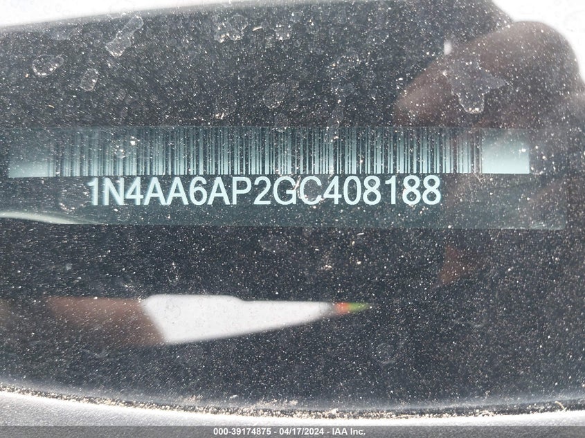 2016 NISSAN MAXIMA VIN: 1N4AA6AP2GC408188