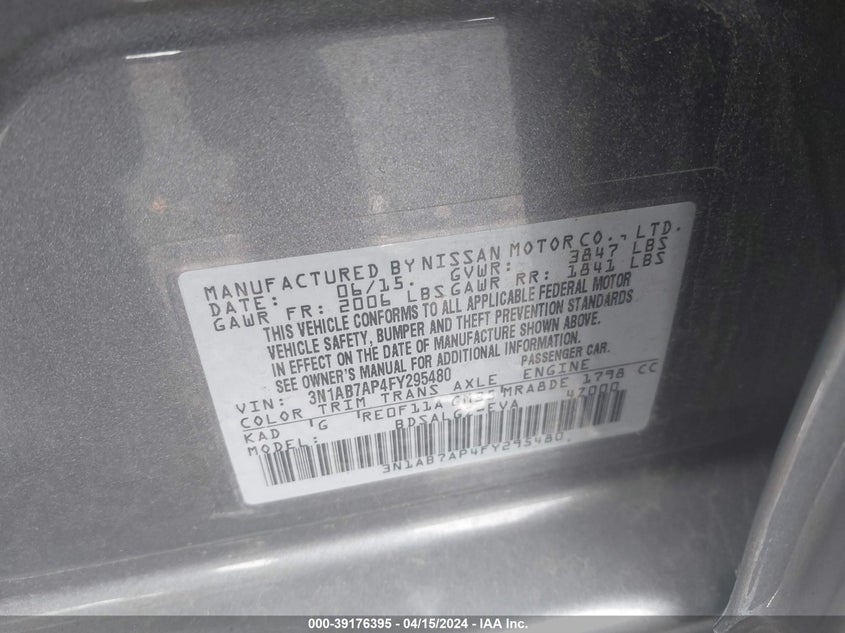 2015 NISSAN SENTRA SL - 3N1AB7AP4FY295480