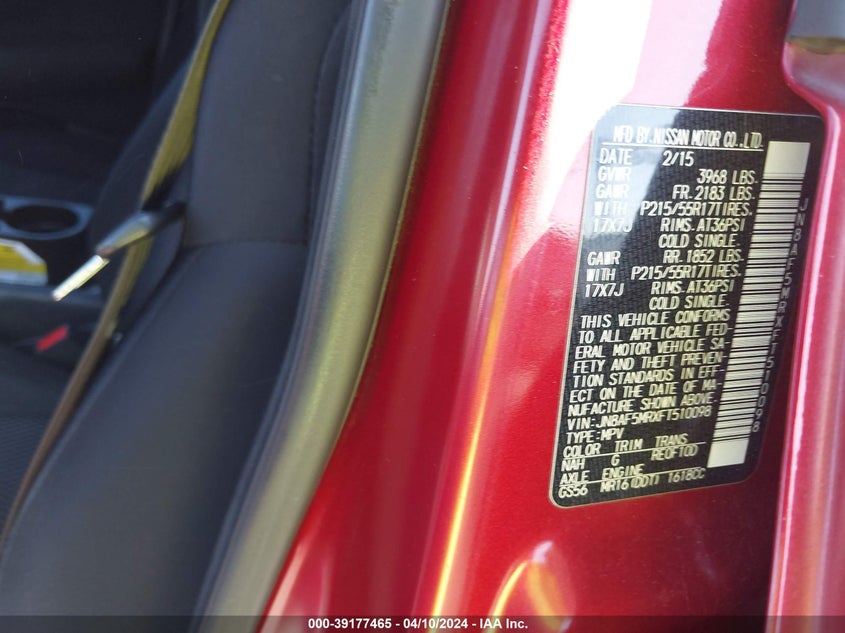 2015 NISSAN JUKE S - JN8AF5MRXFT510098