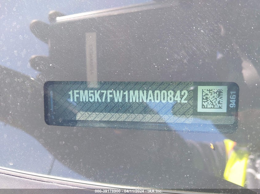2021 FORD EXPLORER 3.3L V-6 DI, DOHC, V(VIN: 1FM5K7FW1MNA00842