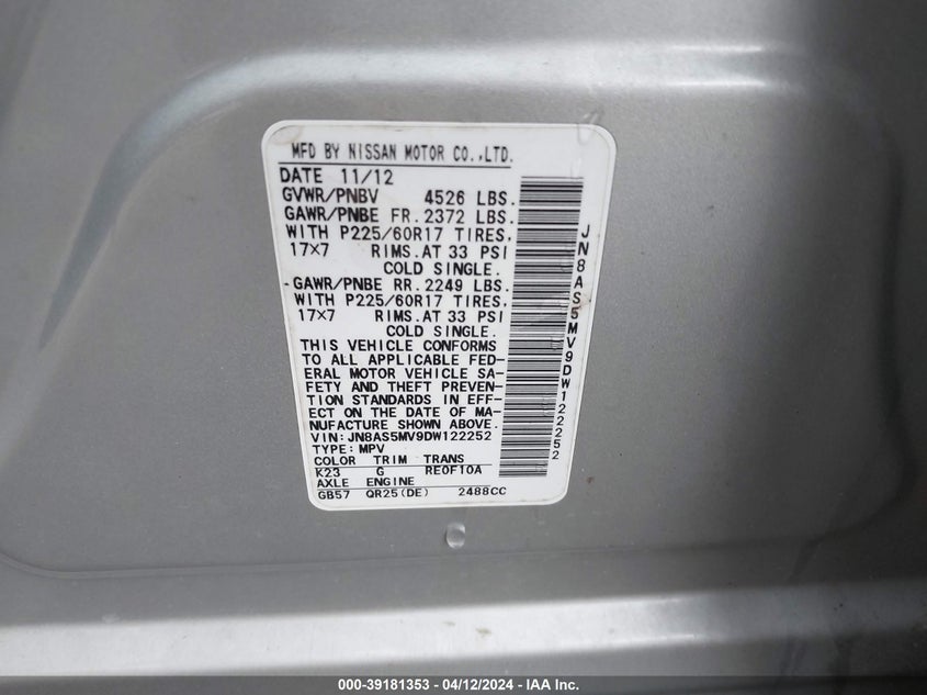 2013 NISSAN ROGUE SV - JN8AS5MV9DW122252