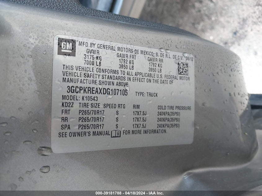 2013 CHEVROLET SILVERADO 1500 LS - 3GCPKREAXDG107105