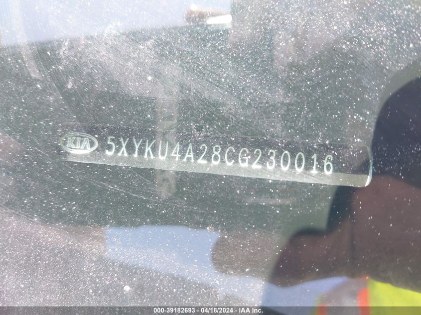 2012 Kia Sorento Ex V6 VIN: 5XYKU4A28CG230016 Lot: 39182693