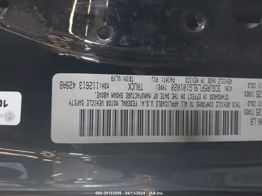 2020 RAM 2500 LARAMIE  4X4 6'4 BOX - 3C6UR5FL9LG101020