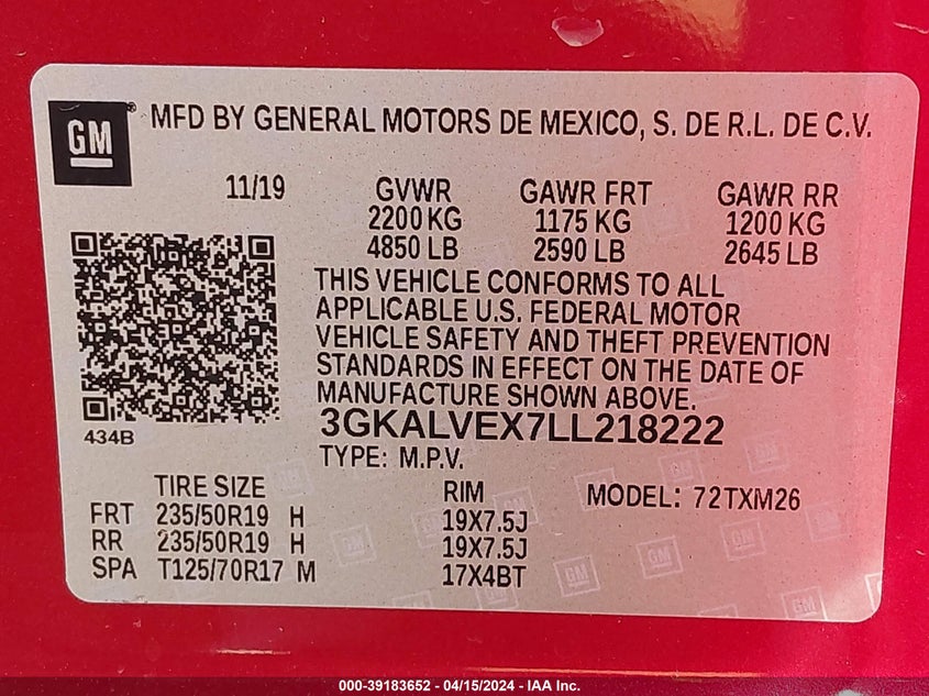 2020 GMC TERRAIN AWD SLT - 3GKALVEX7LL218222