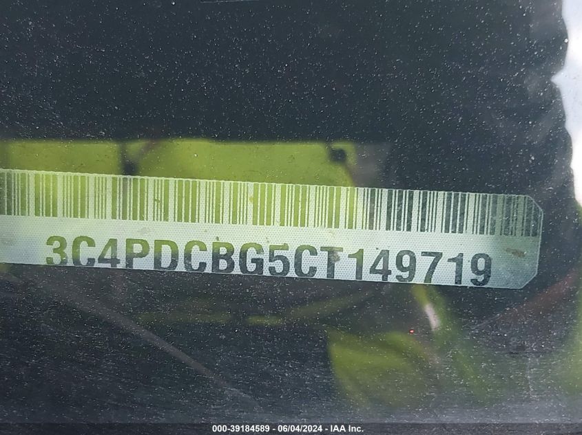 2012 Dodge Journey Sxt VIN: 3C4PDCBG5CT149719 Lot: 39184589