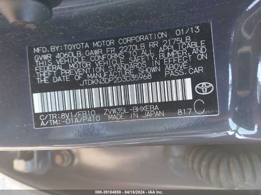 JTDKN3DP2D3035968 | 2013 TOYOTA PRIUS PLUG-IN