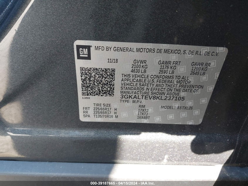 2019 GMC TERRAIN SLE - 3GKALTEV8KL237105