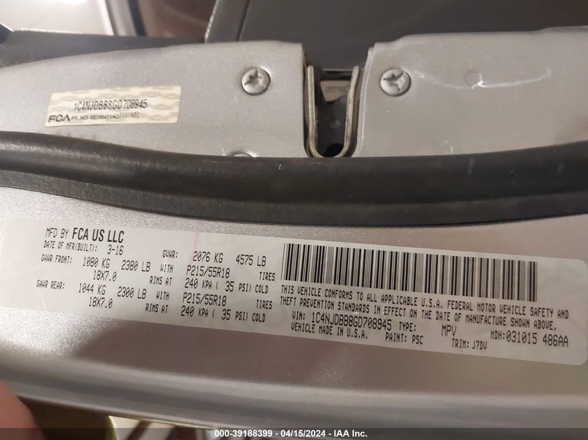 2016 JEEP COMPASS 75TH ANNIVERSARY - 1C4NJDBB8GD708945