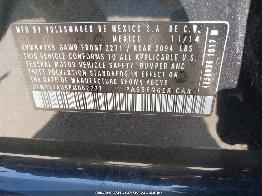 2015 VOLKSWAGEN GOLF GTI 2.0T SE 4-DOOR - 3VW4T7AU5FM052777