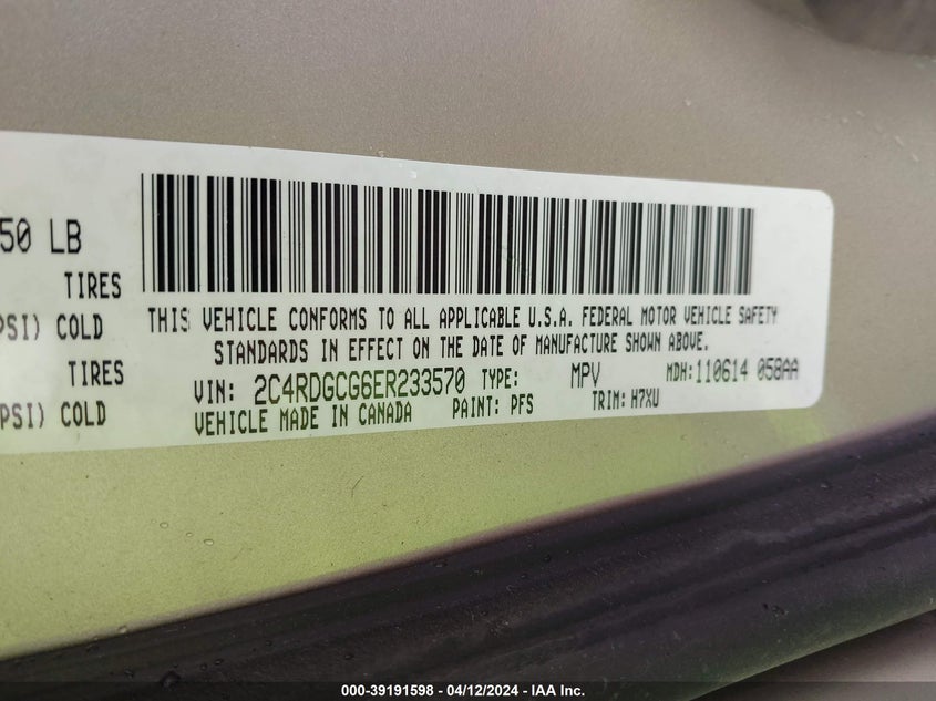 2014 DODGE GRAND CARAVAN SXT - 2C4RDGCG6ER233570