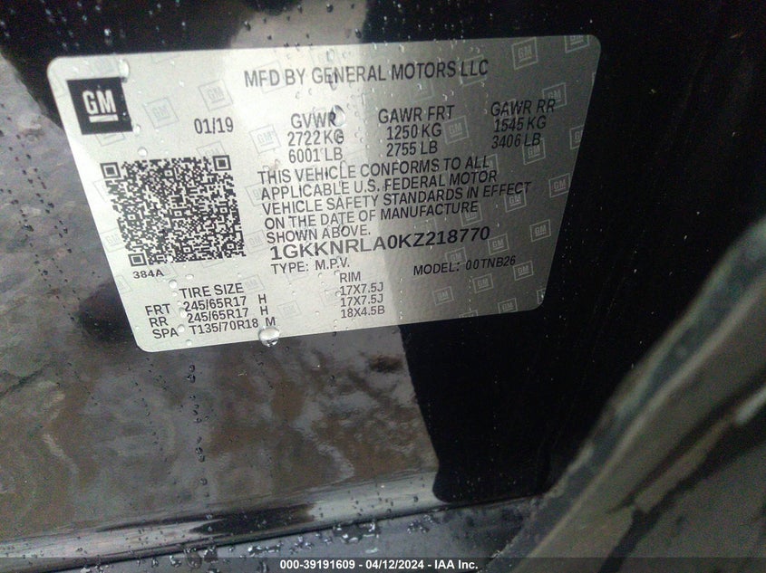 2019 GMC ACADIA SLE-1 - 1GKKNRLA0KZ218770