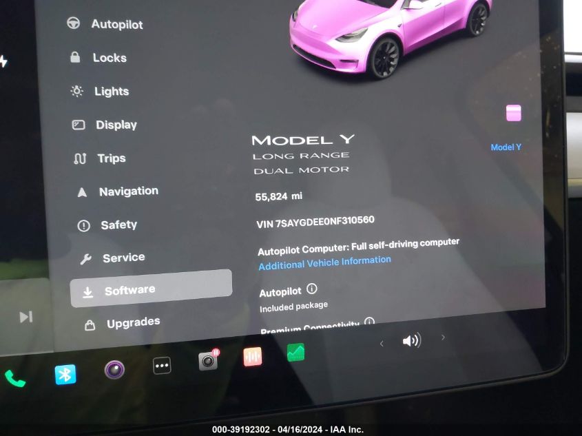 2022 Tesla Model Y Long Range Dual Motor All-Wheel Drive VIN: 7SAYGDEE0NF310560 Lot: 39192302