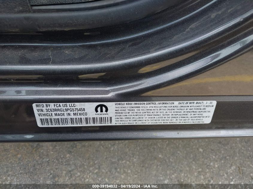 2023 Ram 3500 Tradesman 4X4 8' Box VIN: 3C63RRGL9PG575458 Lot: 39194032