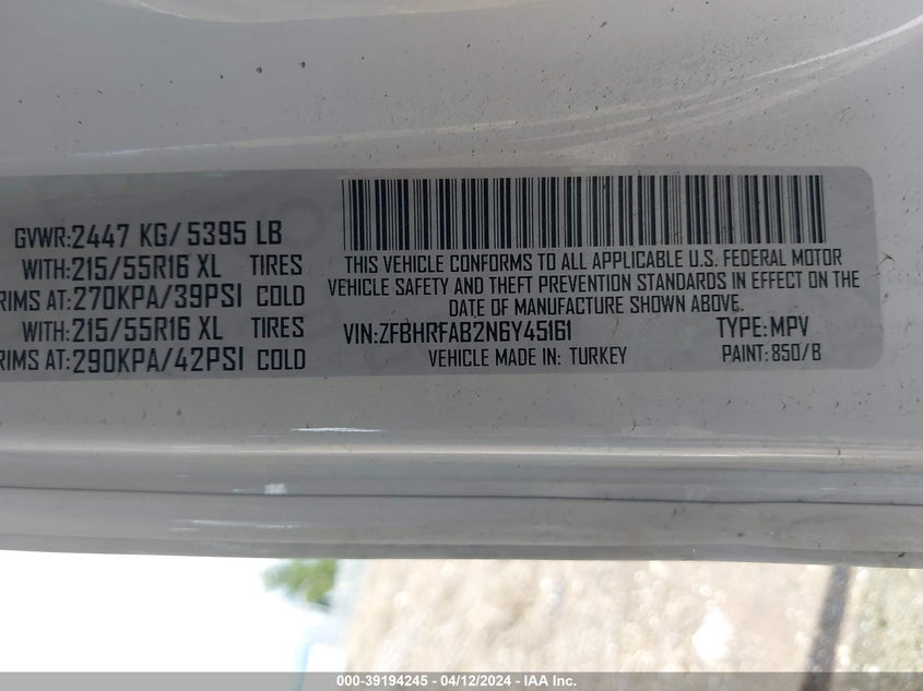 2022 RAM PROMASTER CITY CARGO VAN - ZFBHRFAB2N6Y45161