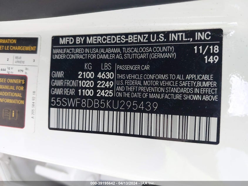 2019 MERCEDES-BENZ C 300 300 - 55SWF8DB5KU295439